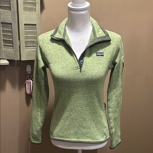 Patagonia Women's Light Green mixed w/Gray Quarter-Zip Fleece (S)